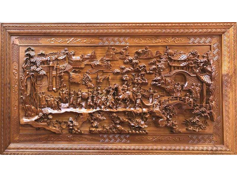Thông tin tổng quan về cây gỗ Gụ và những sản phẩm làm từ chúng 46 Tranh gỗ Vinh Quy Bái Tổ gỗ gụ đục tay sắc nét