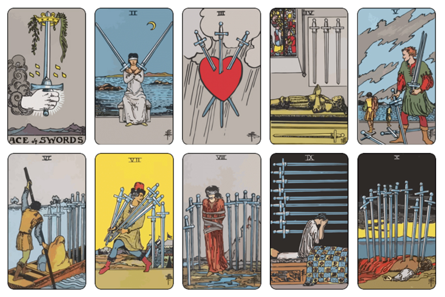 Ý nghĩa 78 lá bài Tarot theo chuẩn Rider Waite Smith 20 Những lá ẩn phụ thuộc bộ ẩn Swords.