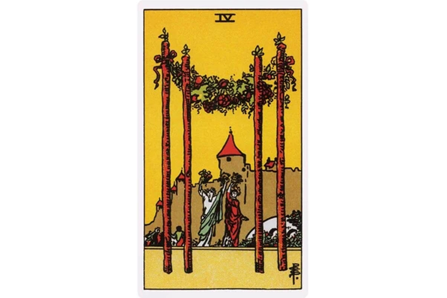 Ý nghĩa lá bài Four Of Wands trong Tarot theo chuẩn Rider Waite Smith 4 Lá bài Four Of Wands trong Tarot theo chuẩn Rider Waite Smith