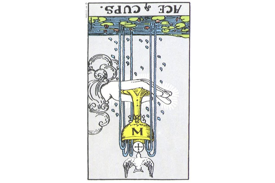 Ý nghĩa lá bài Ace Of Cups trong Tarot theo chuẩn Rider Waite Smith 6 Ý nghĩa ngược của Ace of Cups