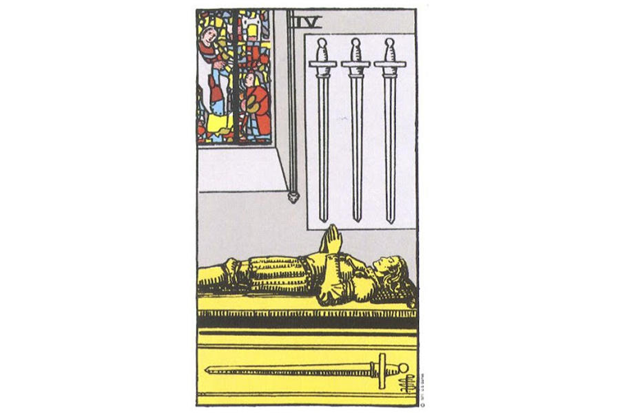 Ý nghĩa lá bài Four Of Swords trong Tarot theo chuẩn Rider Waite Smith 4 Lá bài Four Of Swords trong Tarot theo chuẩn Rider Waite Smith