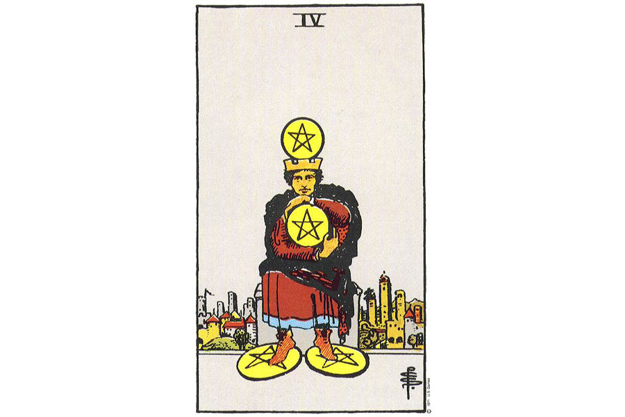 Ý nghĩa lá bài Four Of Pentacles trong Tarot theo chuẩn Rider Waite Smith 4 Lá bài Four Of Pentacles trong Tarot theo chuẩn Rider Waite Smith