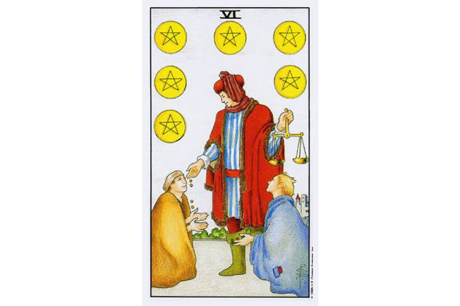 Ý nghĩa lá bài Six Of Pentacles trong Tarot theo chuẩn Rider Waite Smith 4 Lá bài Six Of Pentacles trong Tarot theo chuẩn Rider Waite Smith