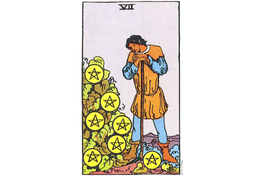 Ý nghĩa lá bài Seven Of Pentacles trong Tarot theo chuẩn Rider Waite Smith 4 Lá bài Seven Of Pentacles trong Tarot theo chuẩn Rider Waite Smith