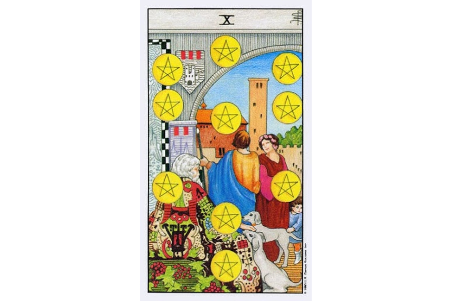 Ý nghĩa lá bài Ten Of Pentacles trong Tarot theo chuẩn Rider Waite Smith 4 Lá bài Ten Of Pentacles trong Tarot theo chuẩn Rider Waite Smith