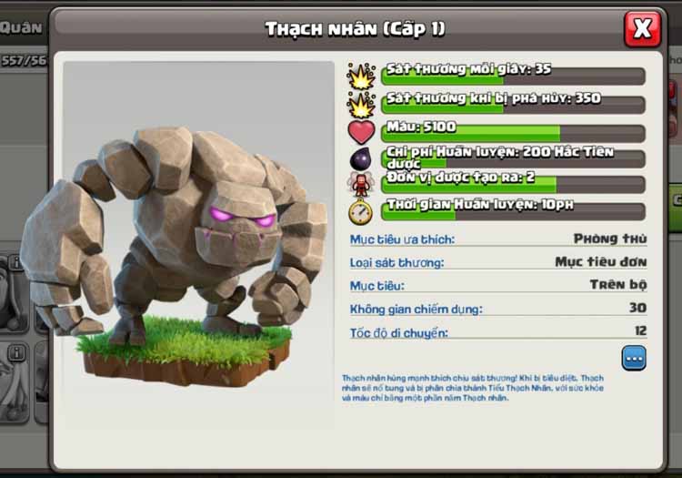 Golem Clash of Clans hay Thạch nhân trong Clash of Clans 7 Thông tin cơ bản clash of clans