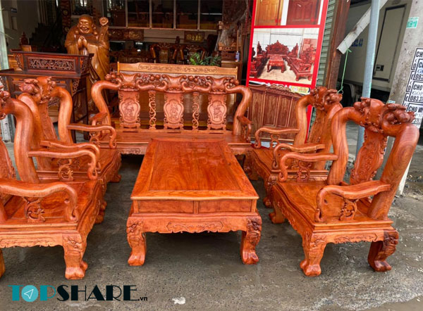 Mẫu bàn ghế gõ đỏ tay 20 dành cho phòng khách đẹp nhất hiện nay 29 Mẫu bàn ghế cột 20 thiết kế đơn giản được làm bằng gõ đỏ