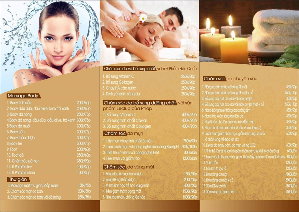Top 5 Spa làm đẹp, Uy tín, Chất lượng tại Vũng Tàu 15 Bảng giá dịch vụ tại Mây spa Vũng Tàu