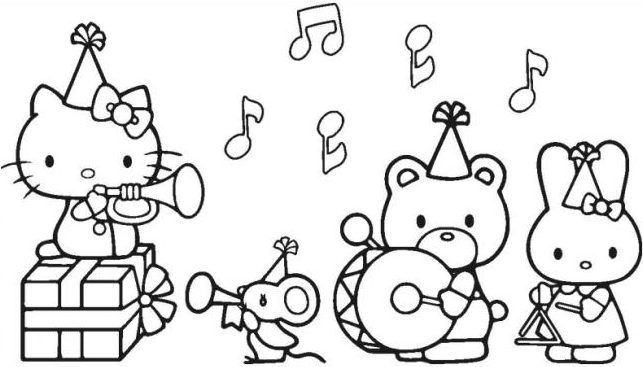 Top 25+ Mẫu tranh tô màu Hello Kitty Cute, Dễ thương dành cho bé 34 Trang tô màu hello kitty đang chơi nhạc