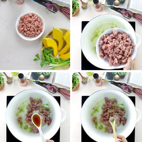 Cách làm Canh Bí Đỏ Thịt Bằm thơm ngon bổ dưỡng 6 Cách làm Canh Bí Đỏ Thịt Bằm thơm ngon bổ dưỡng bước 1