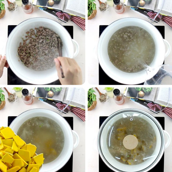 Cách làm Canh Bí Đỏ Thịt Bằm thơm ngon bổ dưỡng 7 Cách làm Canh Bí Đỏ Thịt Bằm thơm ngon bổ dưỡng bước 2
