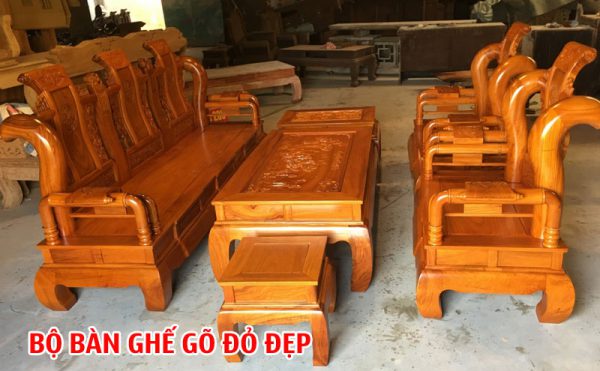 Bàn ghế gõ đỏ đẹp