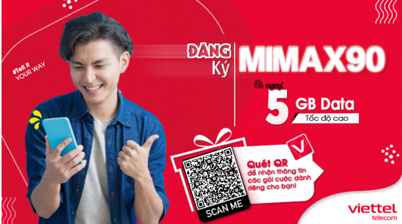 Cách đăng ký 4G Viettel 1 Tháng 90k ưu đãi tại Viettel Data 5 Gói MIMAX90