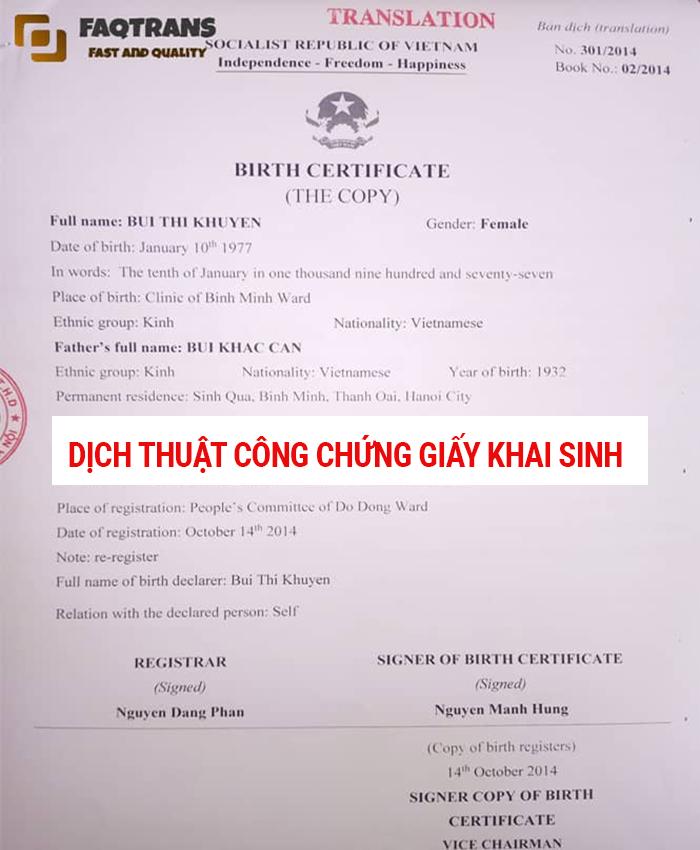 Khi đi dịch thuật công chứng cần lưu ý những gì? 7 Dịch thuật công chứng giấy khai sinh chuẩn xác tại FAQTrans