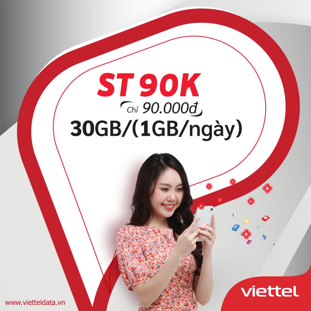 Cách đăng ký 4G Viettel 1 Tháng 90k ưu đãi tại Viettel Data 4 Gói ST 90K