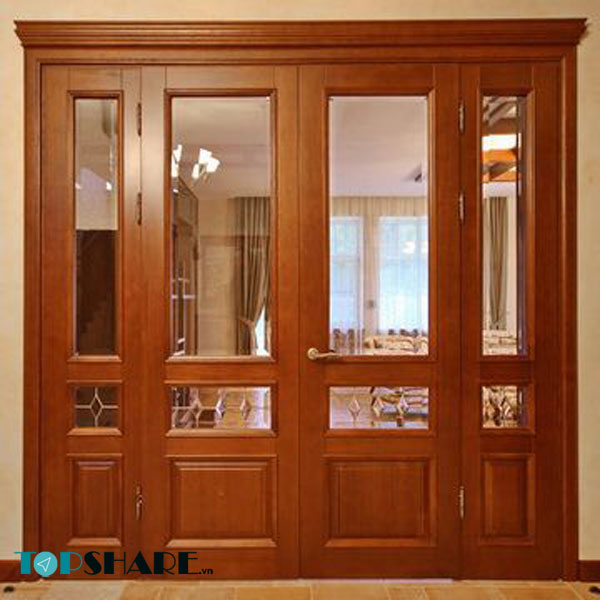 Top Những Mẫu Cửa Gỗ 4 Cánh Đẹp 2020 - Ai nhìn cũng mê 41 Mẫu cửa gỗ 4 cánh đẹp có kính thiết kế theo phong cách đơn giản