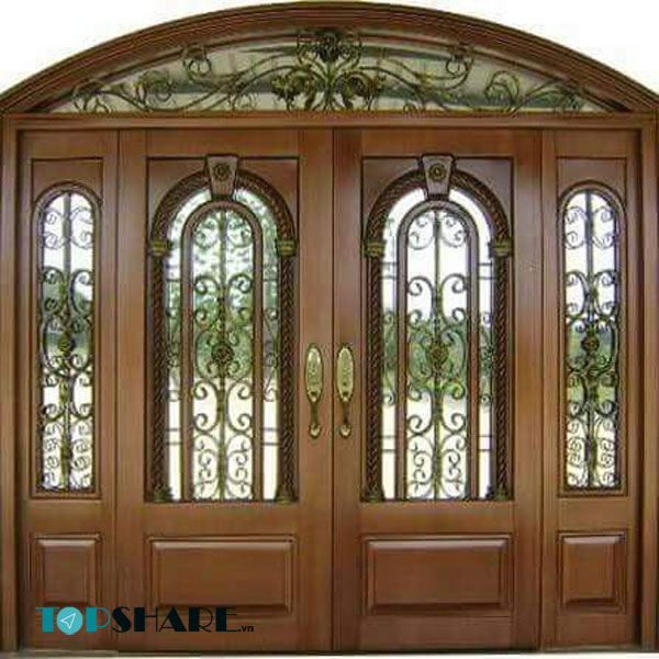 Top Những Mẫu Cửa Gỗ 4 Cánh Đẹp 2020 - Ai nhìn cũng mê 38 Mẫu cửa gỗ 4 cánh đẹp thiết kế văn hoa cao cấp có mái vòm đẹp